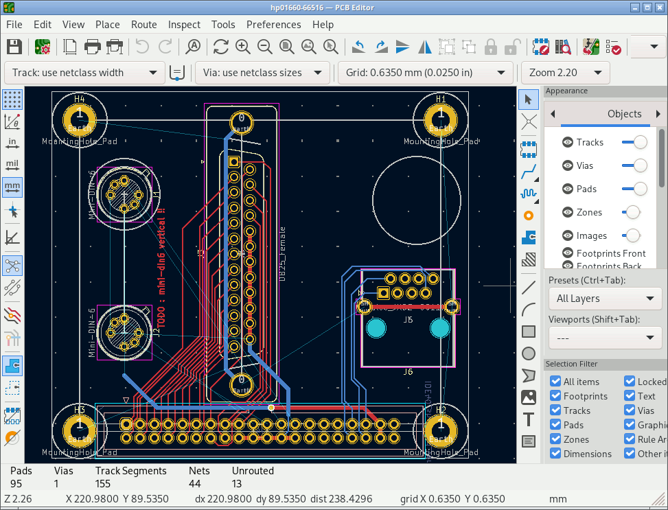 kicad PCB layout
